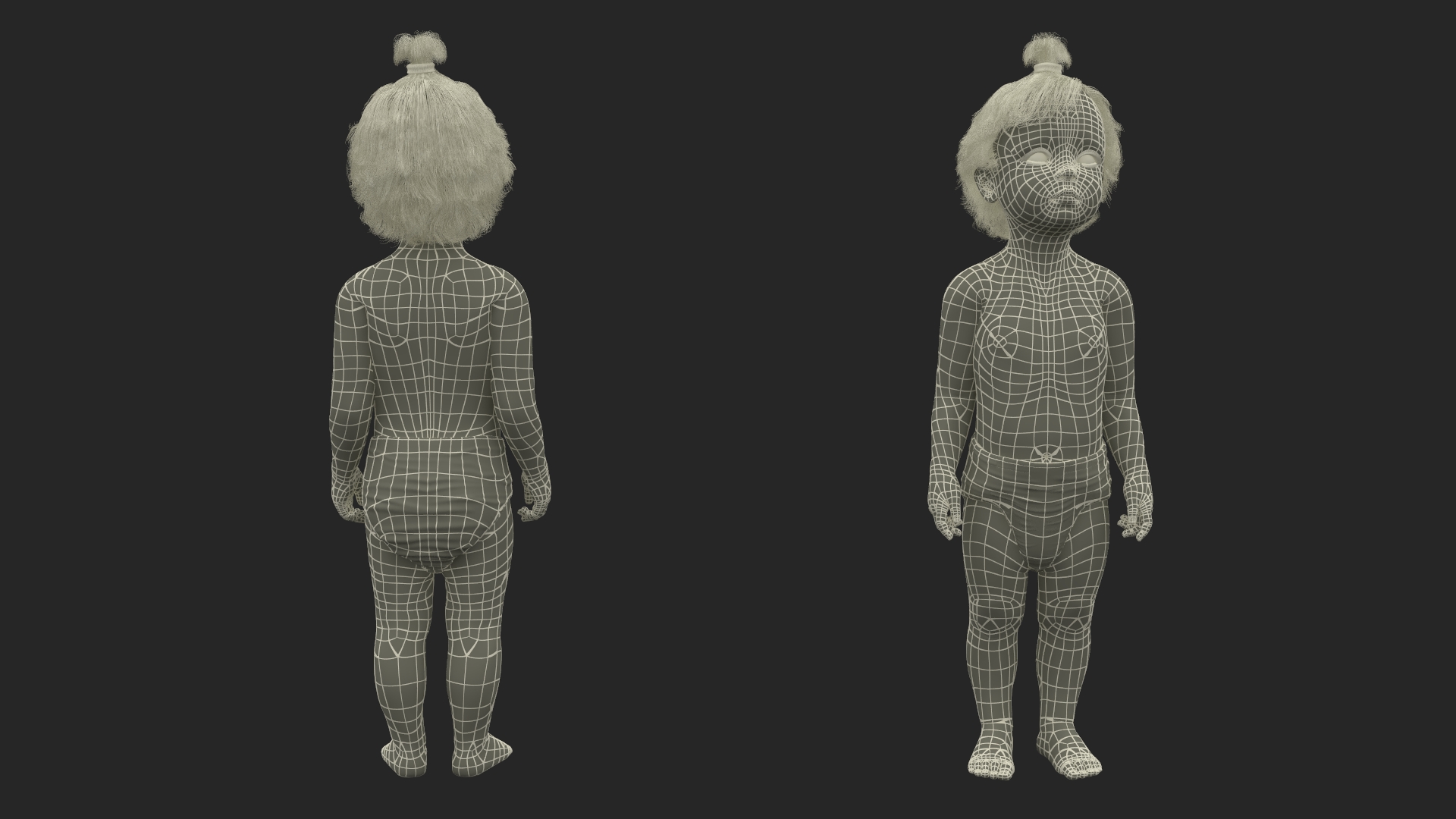 3D Toddler Girl in Diaper Standing