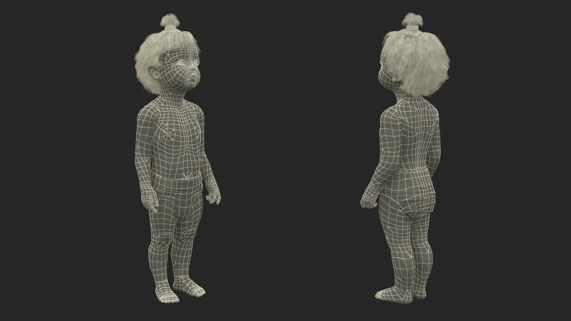 3D Toddler Girl in Diaper Standing