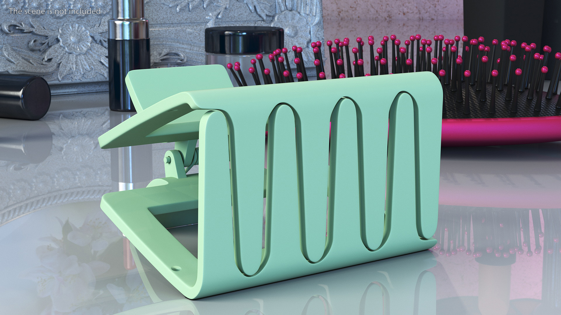 3D Rectangular Hair Clip Claw Small Green model