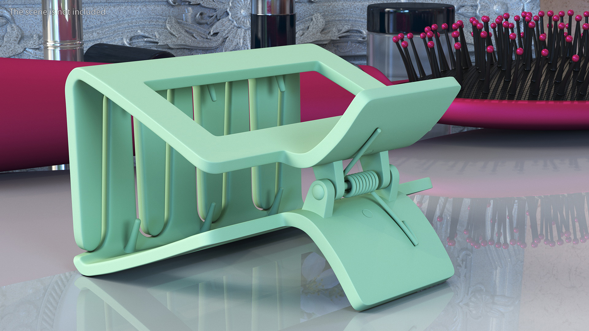 3D Rectangular Hair Clip Claw Small Green model