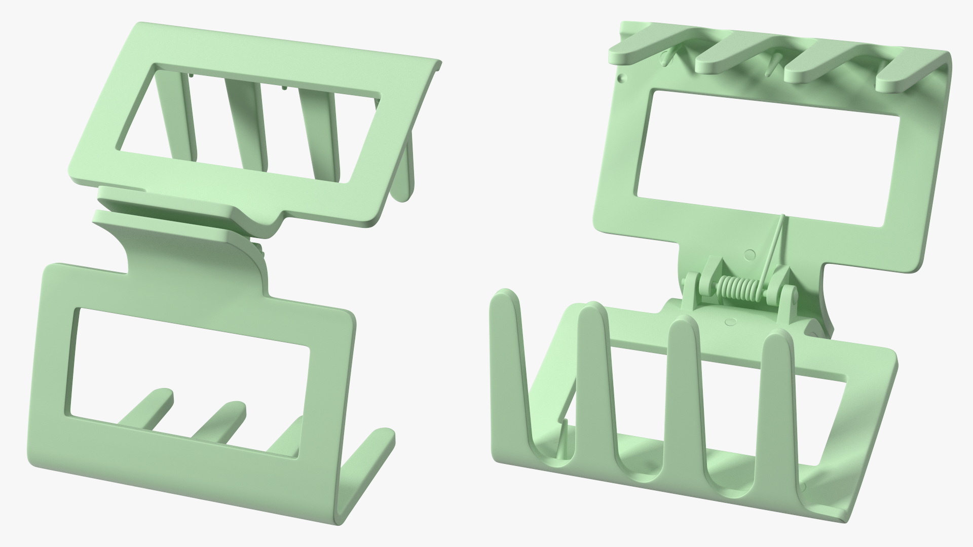 3D Rectangular Hair Clip Claw Small Green model