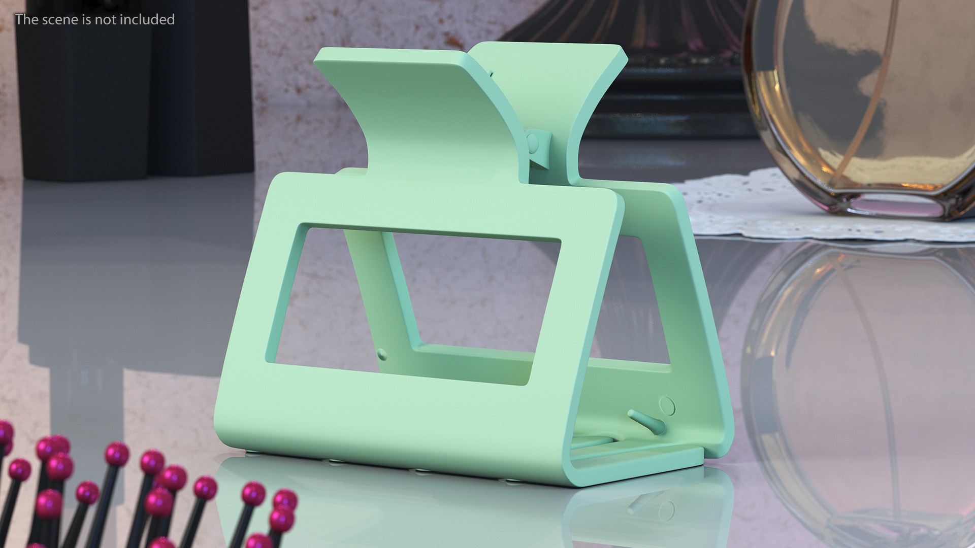 3D Rectangular Hair Clip Claw Small Green model