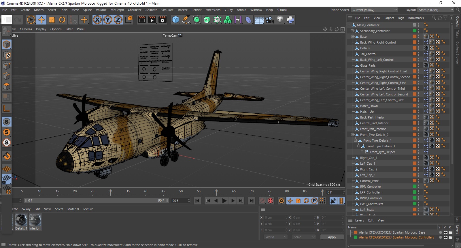 Alenia C-27J Spartan Morocco Rigged for Cinema 4D 3D model