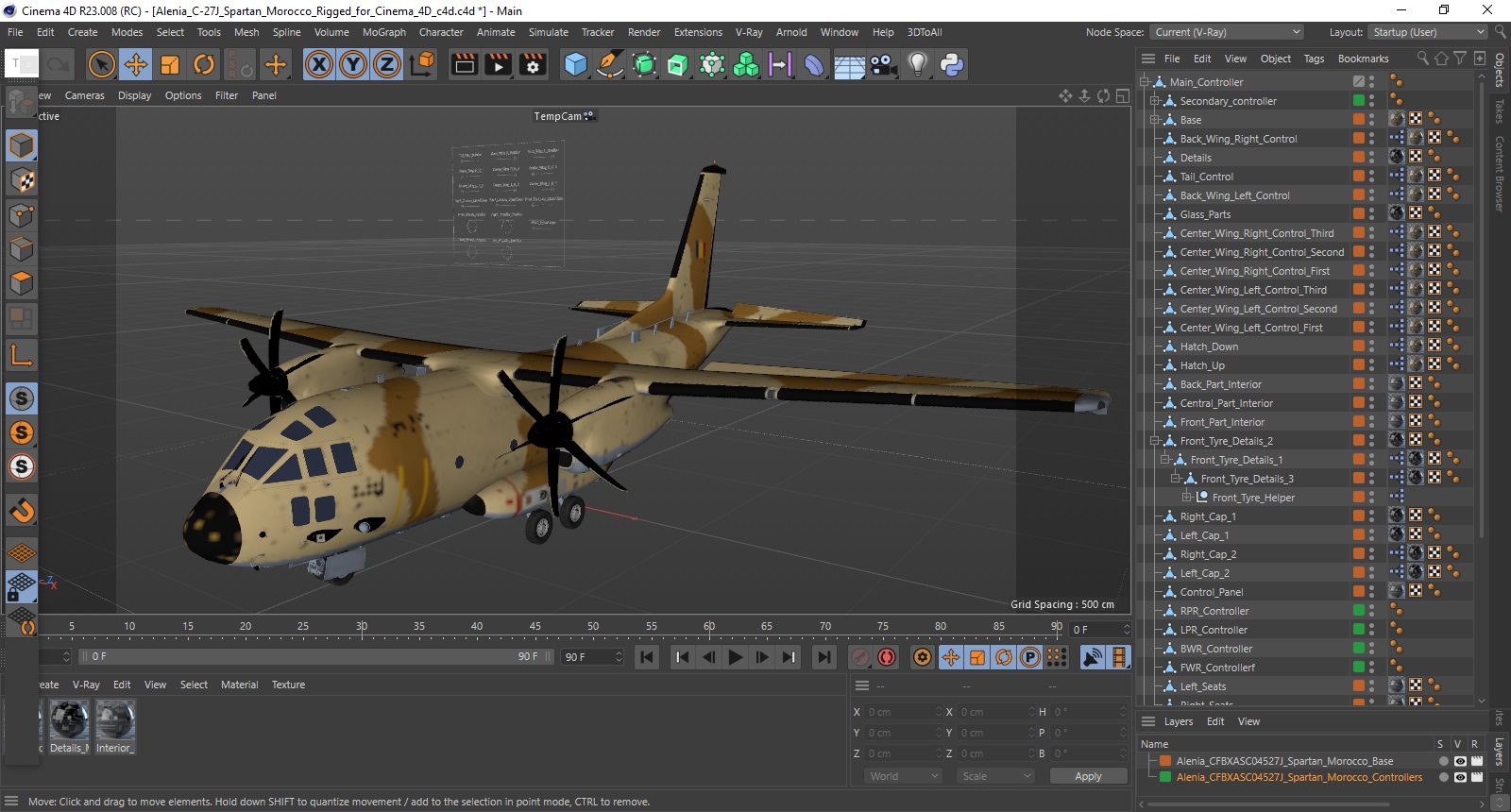 Alenia C-27J Spartan Morocco Rigged for Cinema 4D 3D model