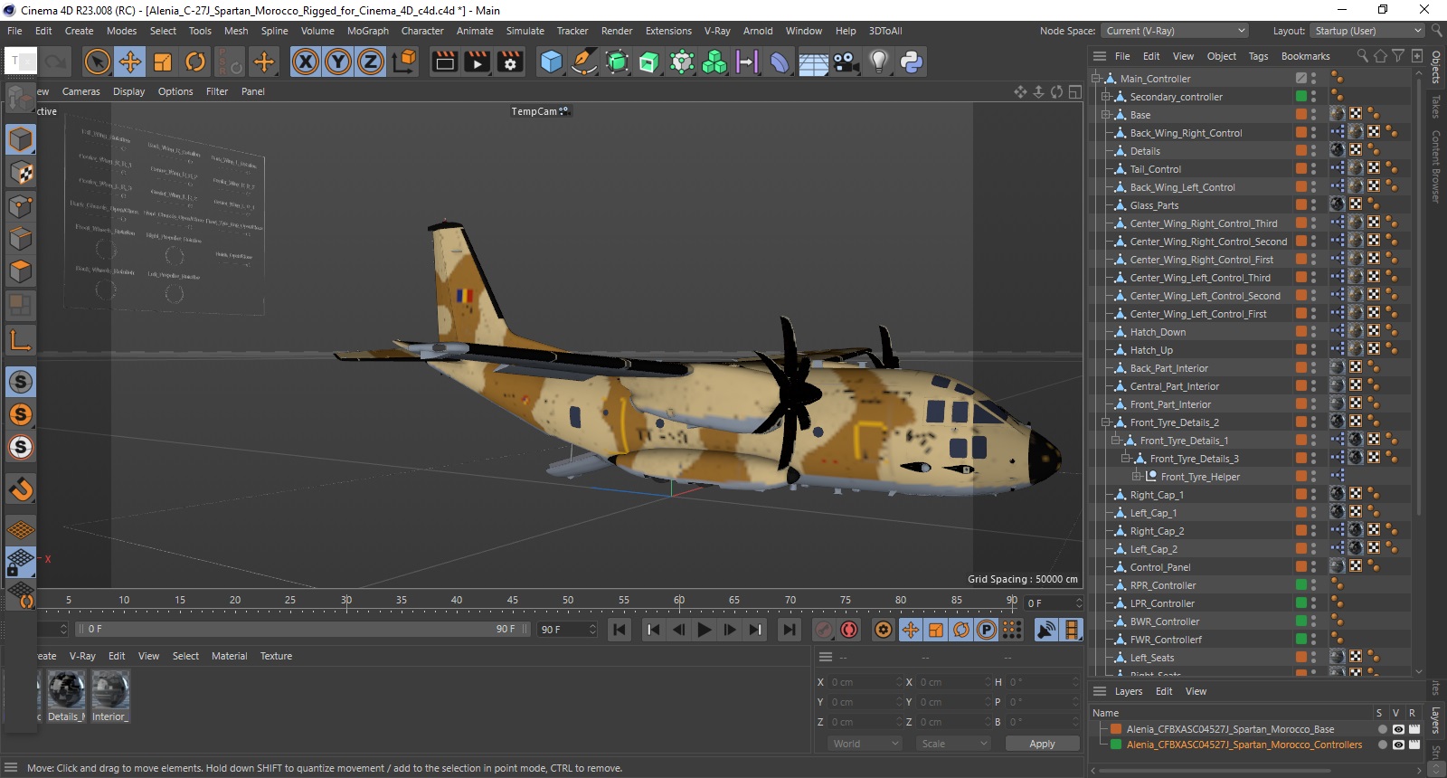Alenia C-27J Spartan Morocco Rigged for Cinema 4D 3D model