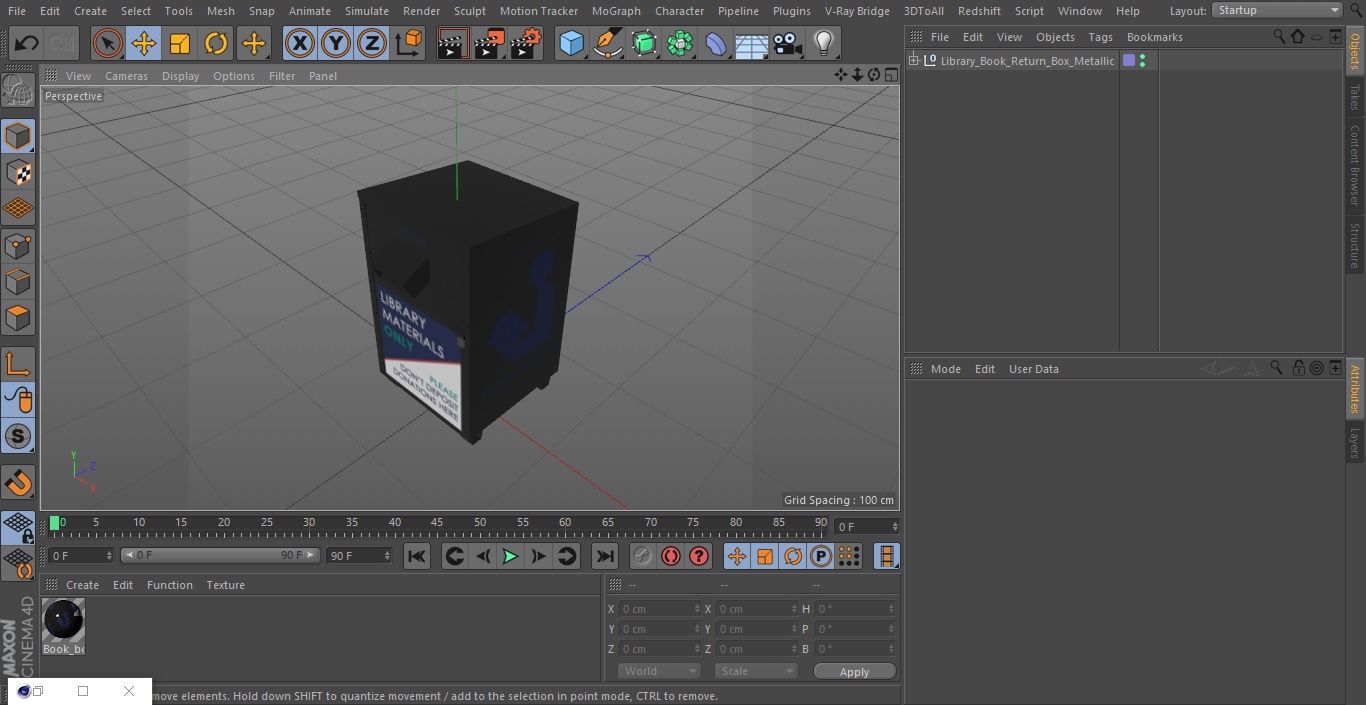 Library Book Return Box Metallic 3D