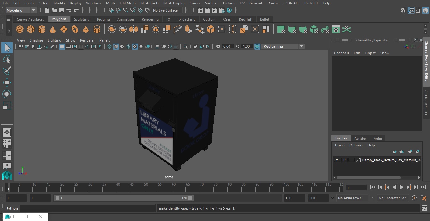 Library Book Return Box Metallic 3D