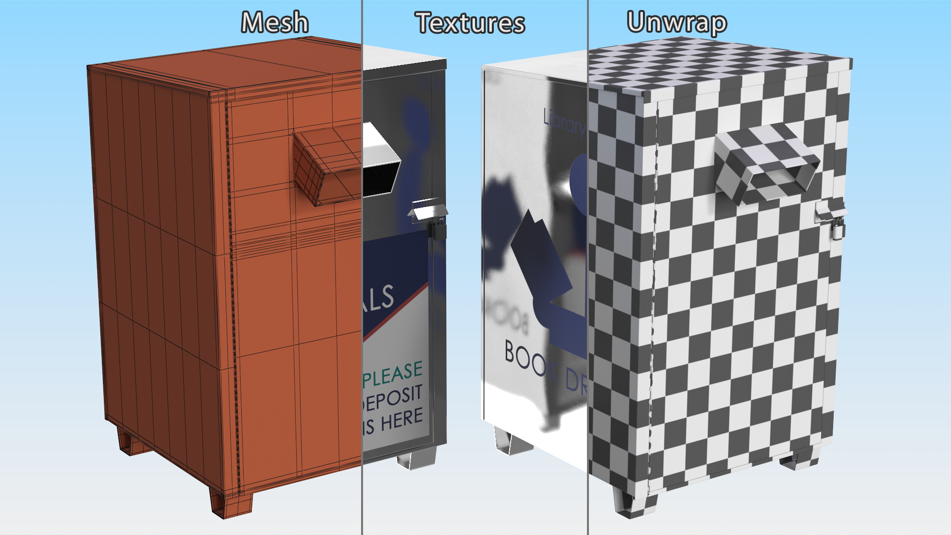 Library Book Return Box Metallic 3D