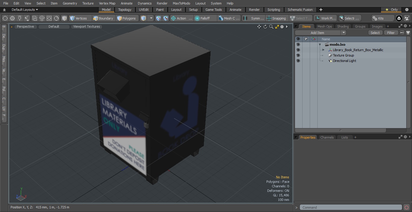 Library Book Return Box Metallic 3D