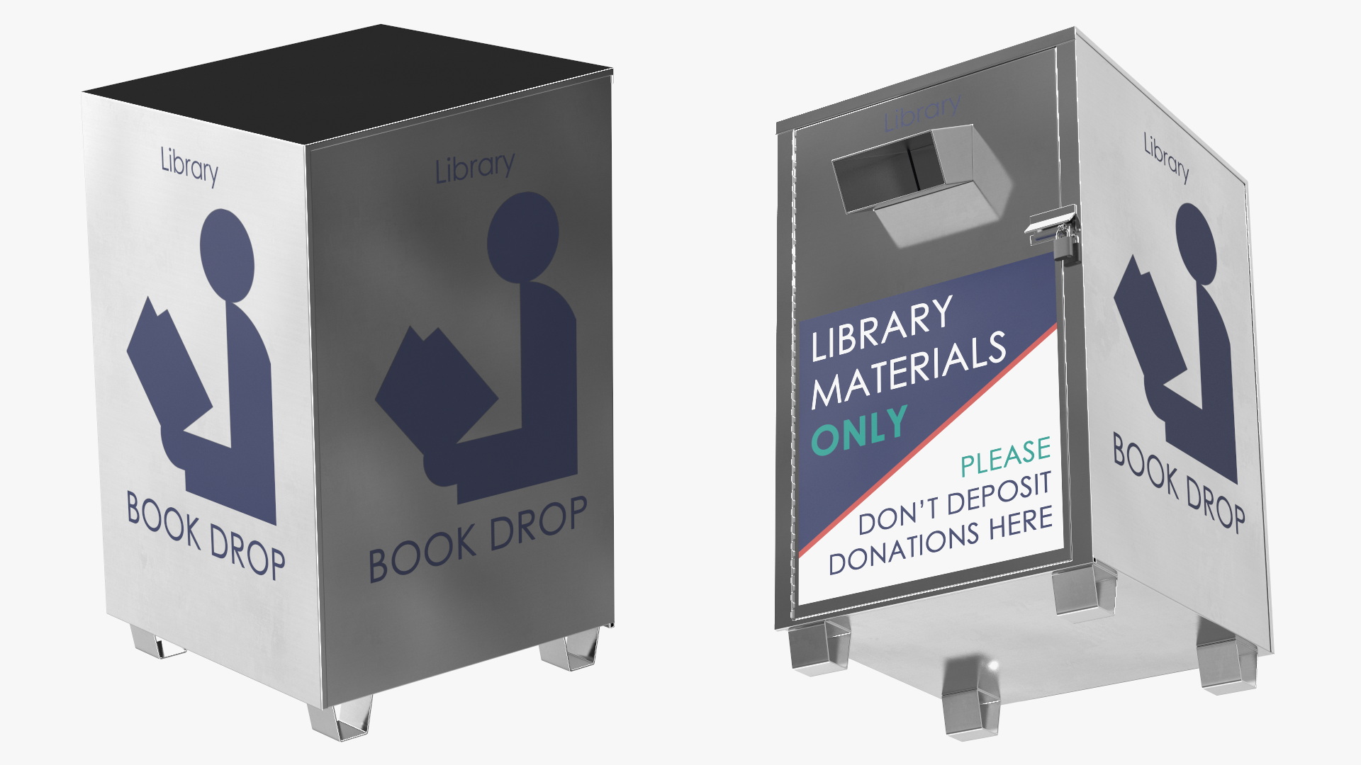 Library Book Return Box Metallic 3D