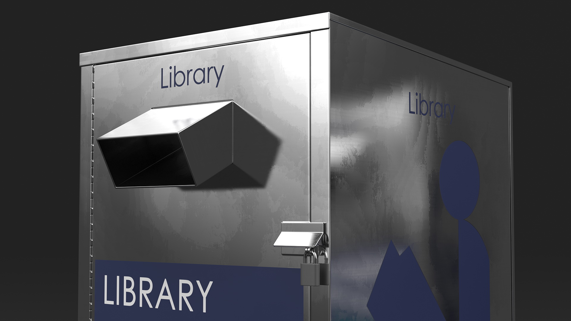 Library Book Return Box Metallic 3D
