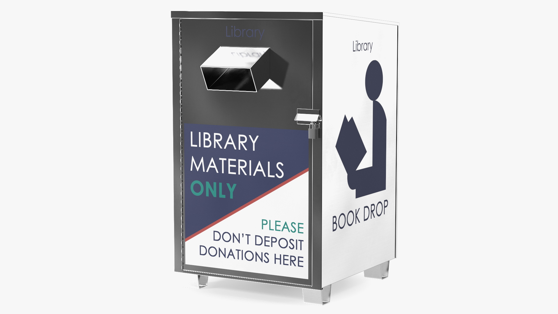 Library Book Return Box Metallic 3D