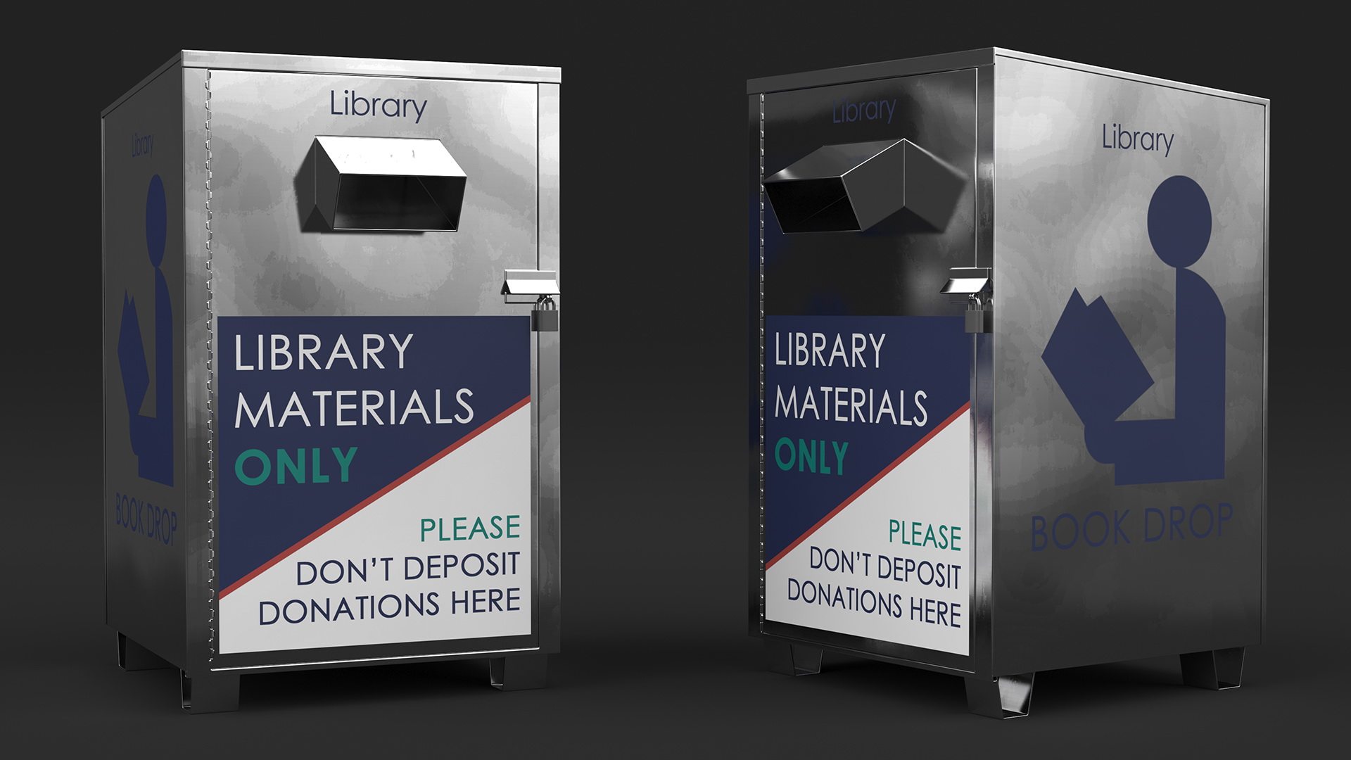 Library Book Return Box Metallic 3D