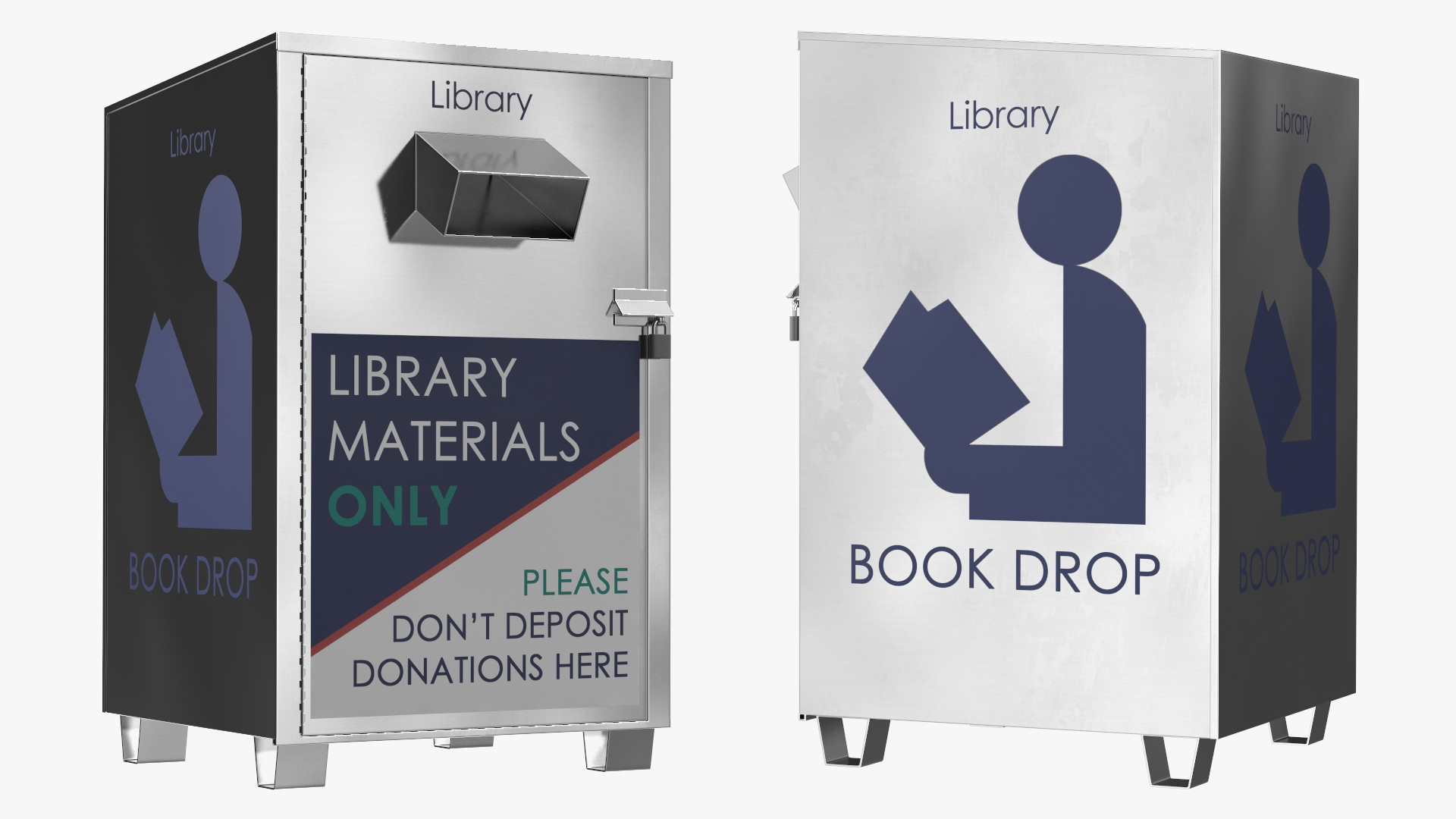 Library Book Return Box Metallic 3D