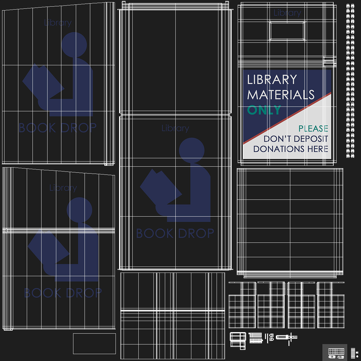 Library Book Return Box Metallic 3D