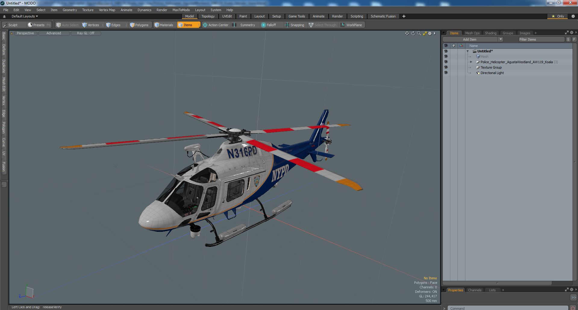 Police Helicopter AgustaWestland AW119 Koala 3D model