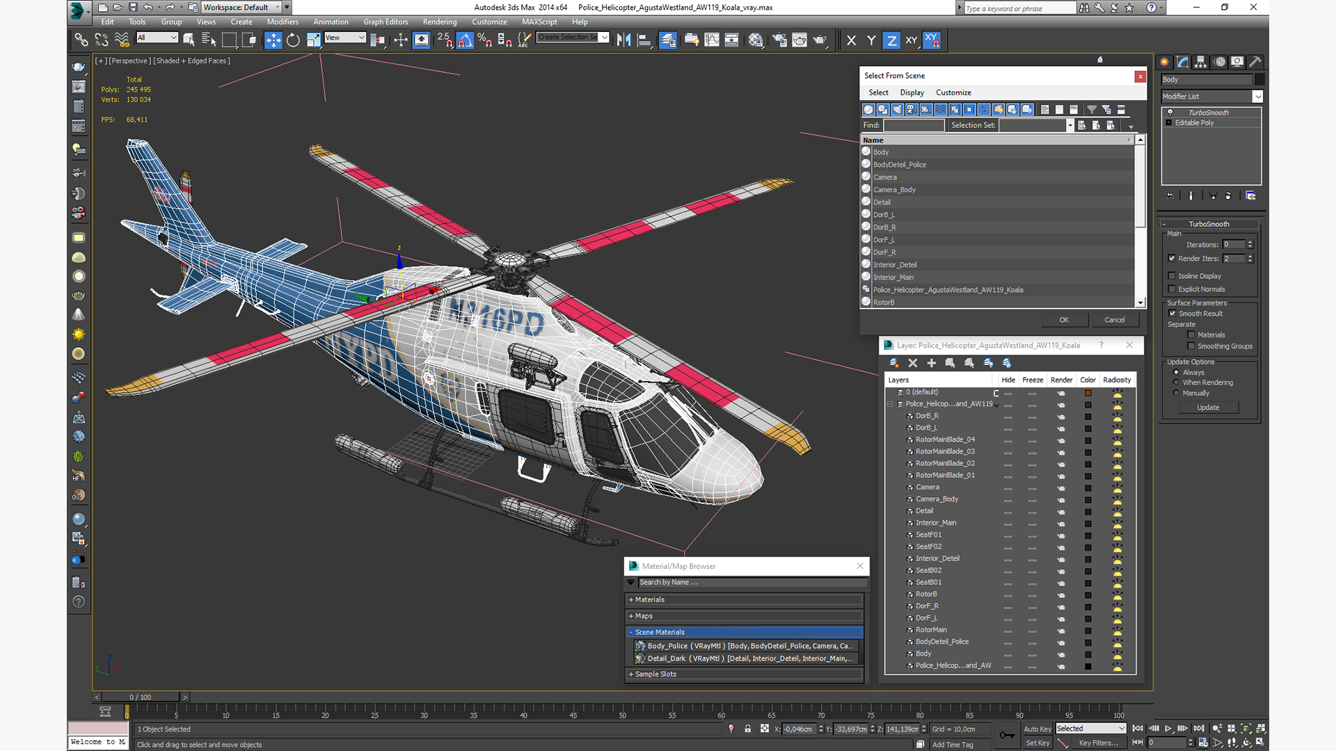 Police Helicopter AgustaWestland AW119 Koala 3D model
