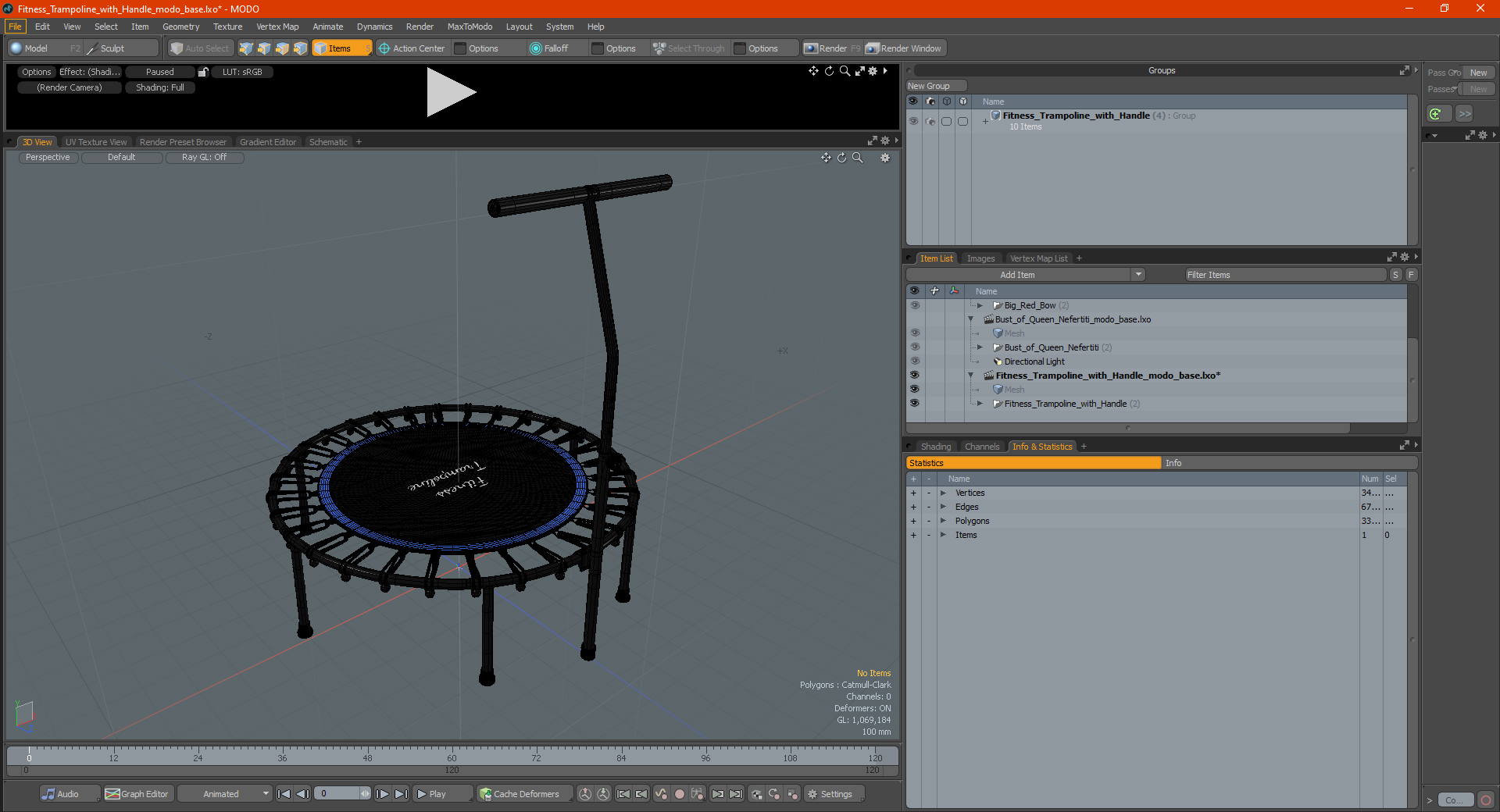 3D model Fitness Trampoline with Handle