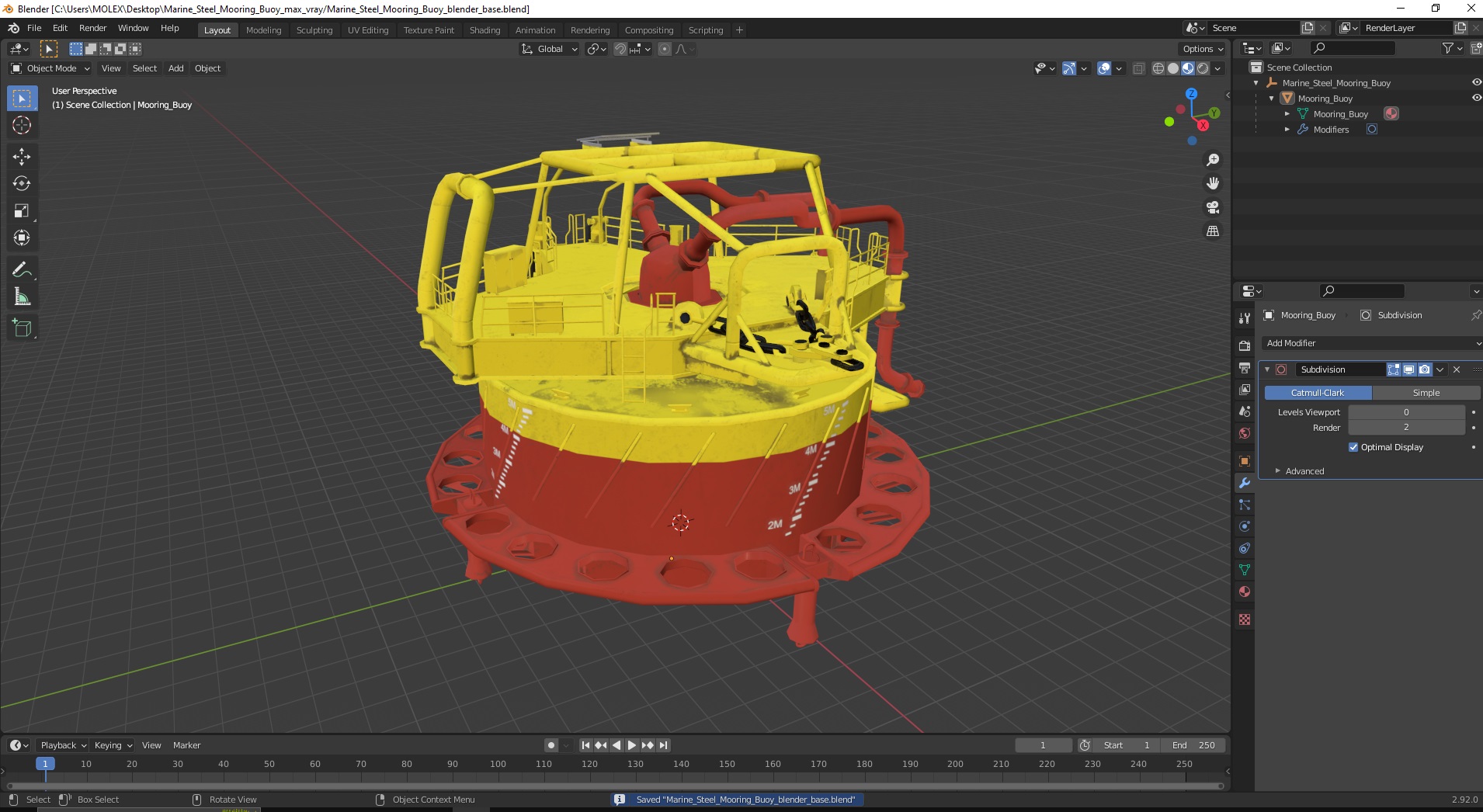 3D model Marine Steel Mooring Buoy
