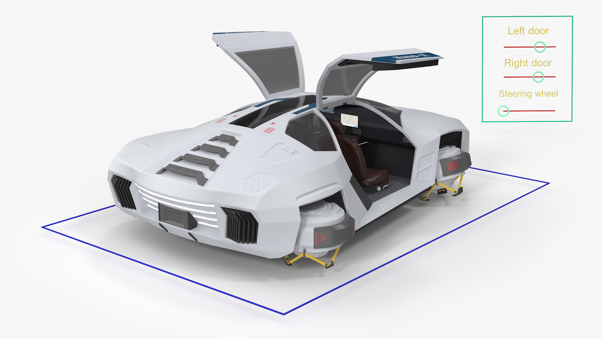 3D Hover Car White Rigged for Cinema 4D