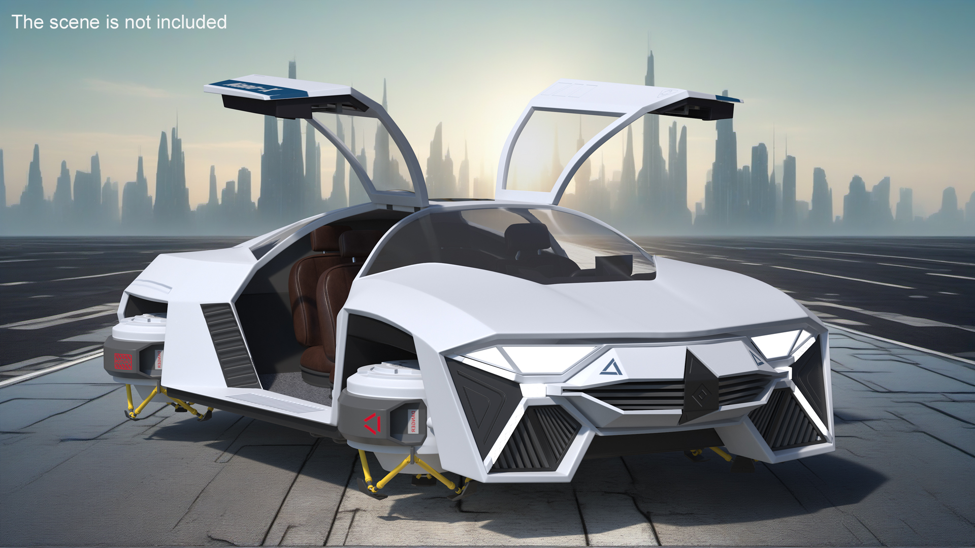 3D Hover Car White Rigged for Cinema 4D