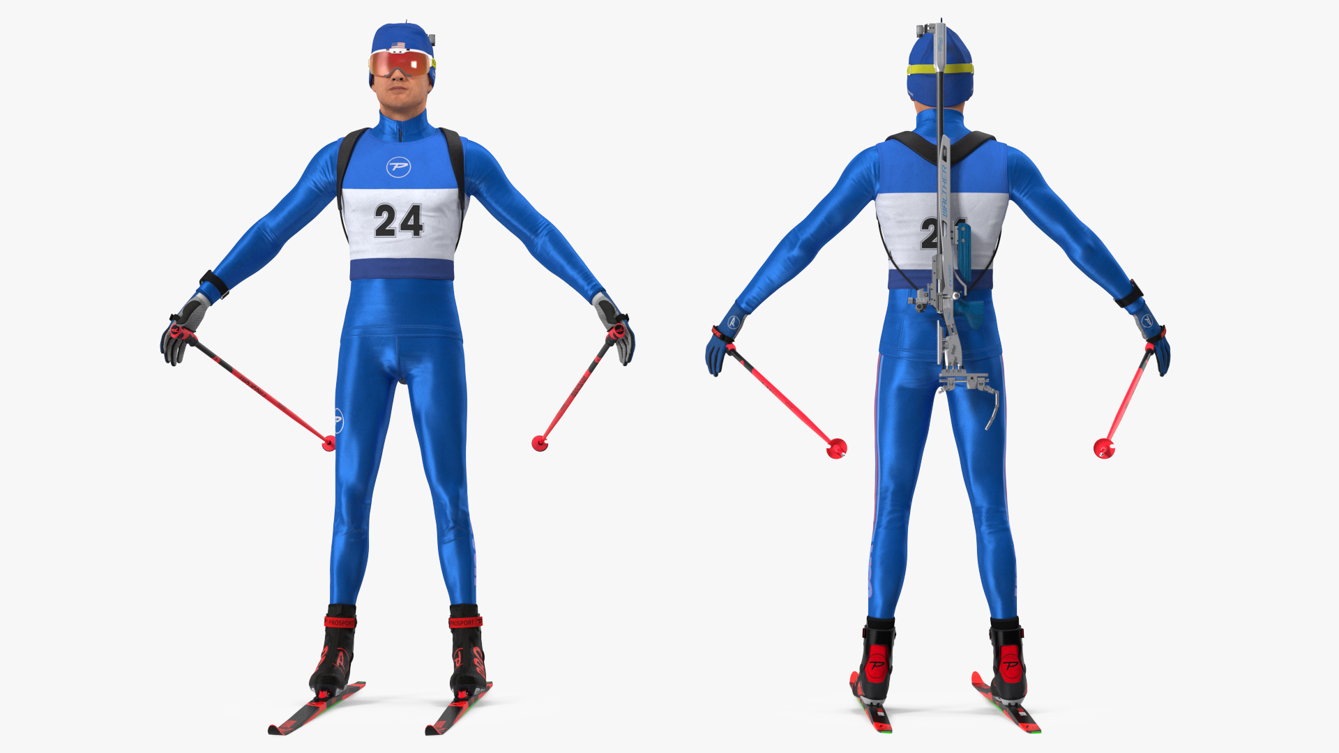 3D model Biathlete Fully Equipped USA Team Rigged