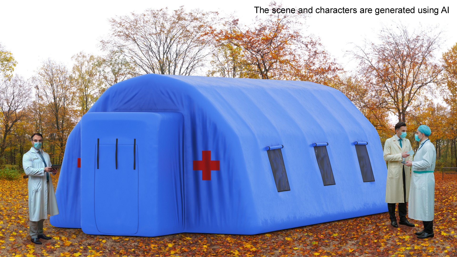 3D Blue Inflatable Medical Tent Pass Through