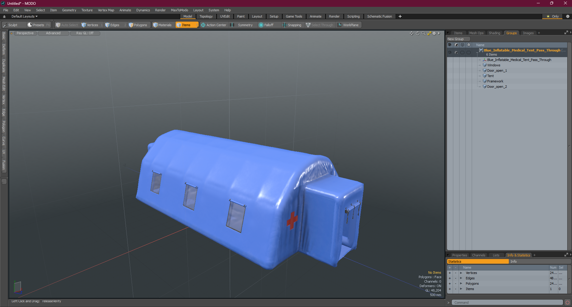 3D Blue Inflatable Medical Tent Pass Through