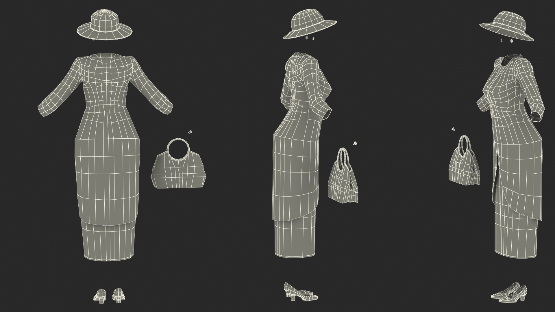 3D model Casual Party Dress with Dot Pattern