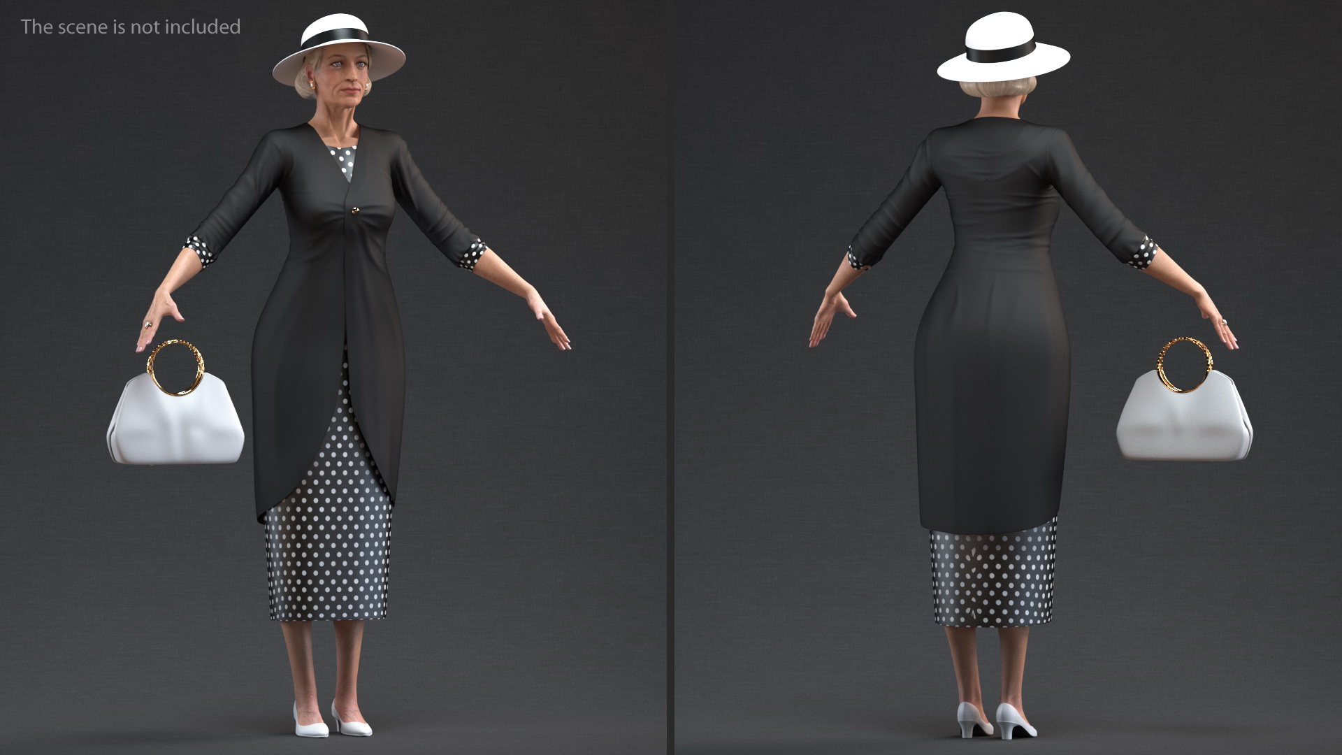 3D model Casual Party Dress with Dot Pattern