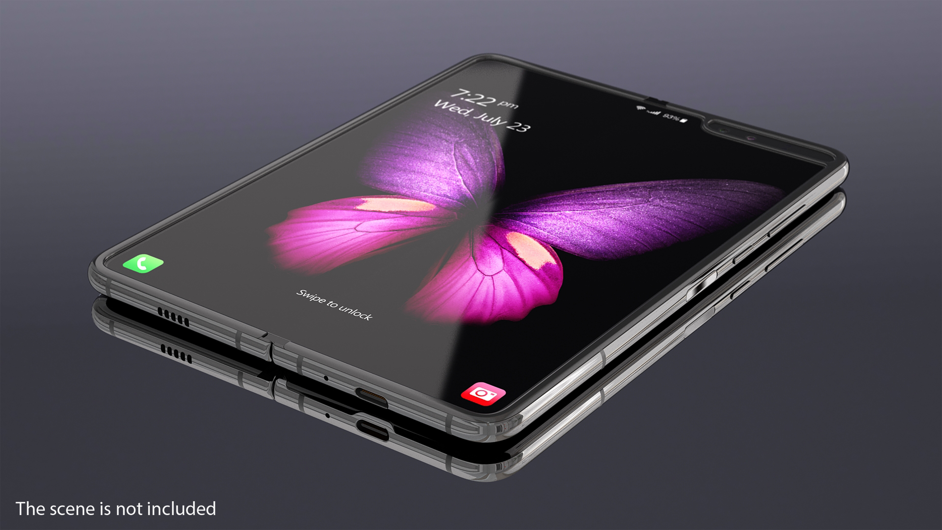 Samsung Galaxy Fold Black Rigged 3D