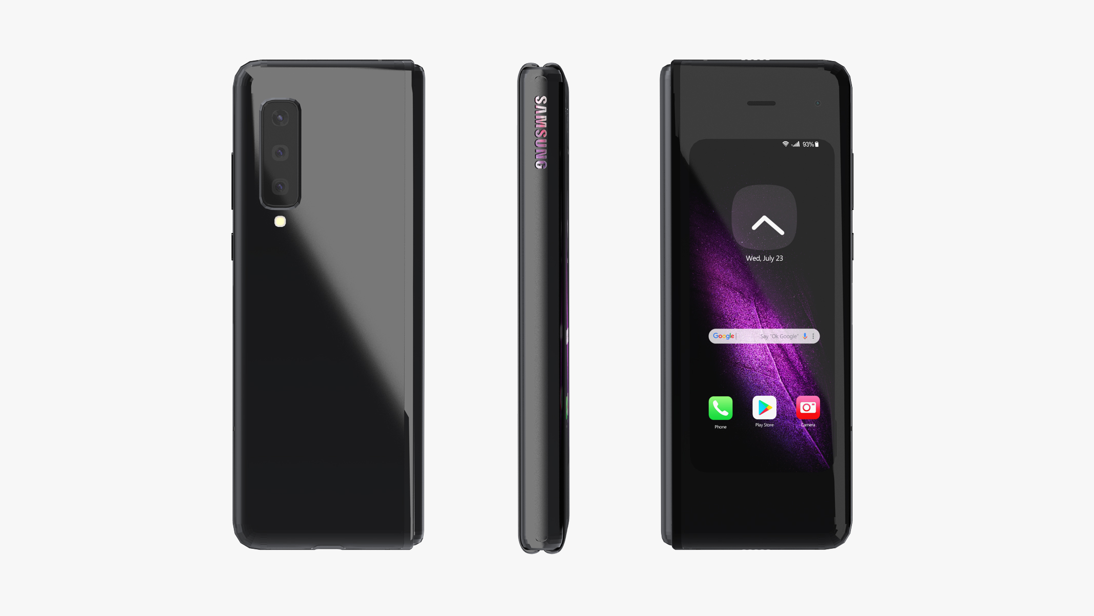Samsung Galaxy Fold Black Rigged 3D