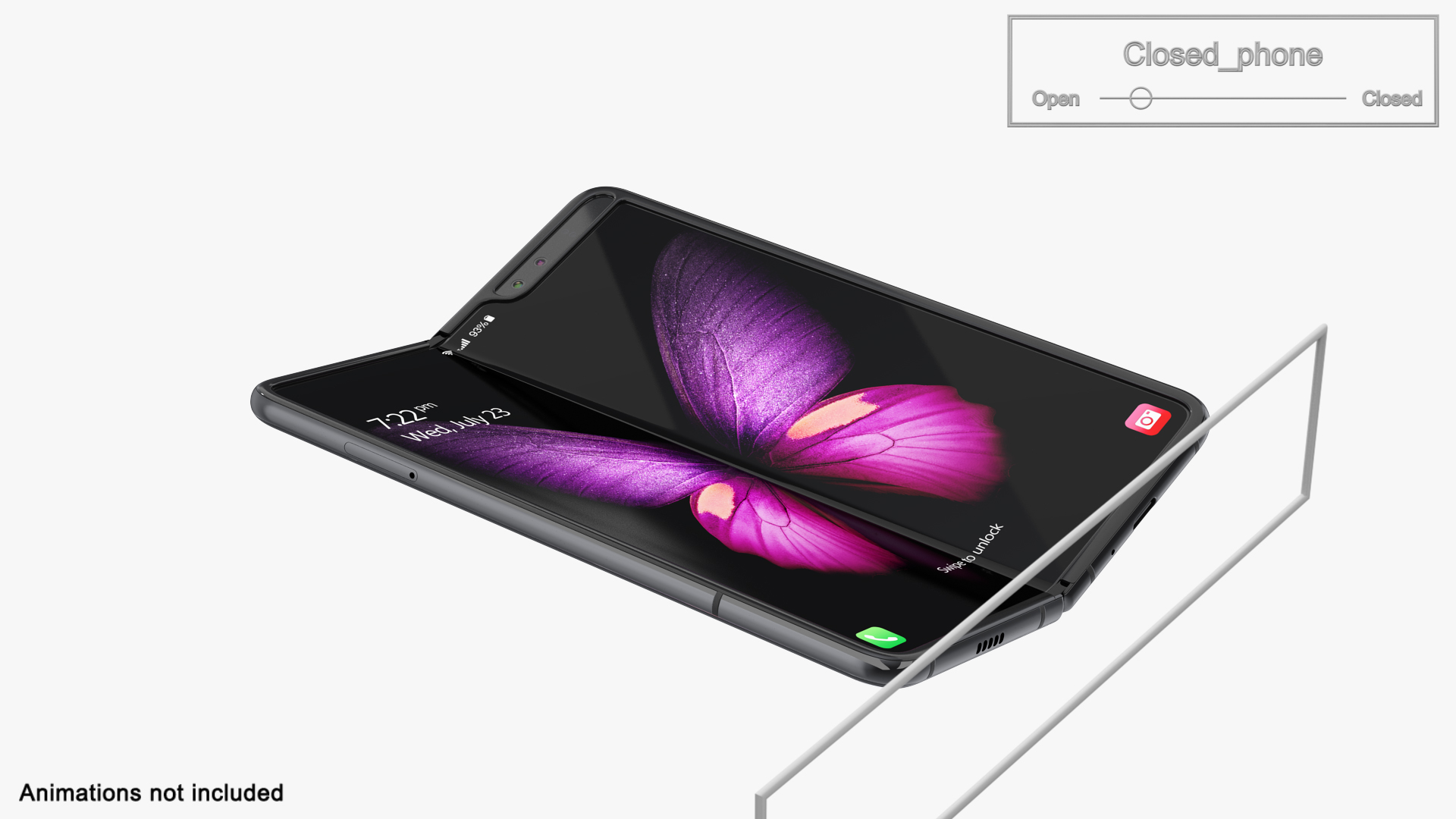 Samsung Galaxy Fold Black Rigged 3D