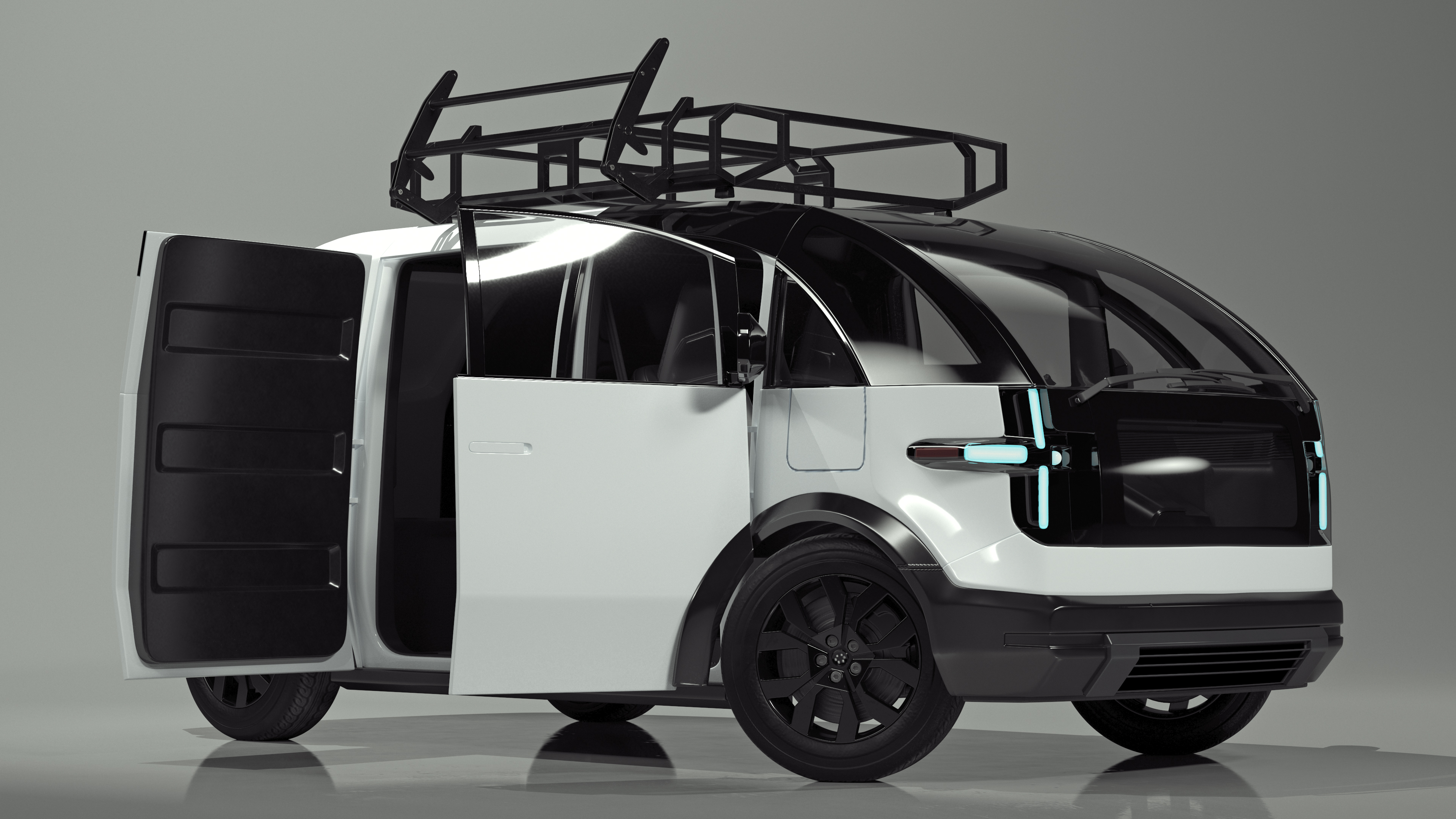Minibus Electric White Rigged 3D model