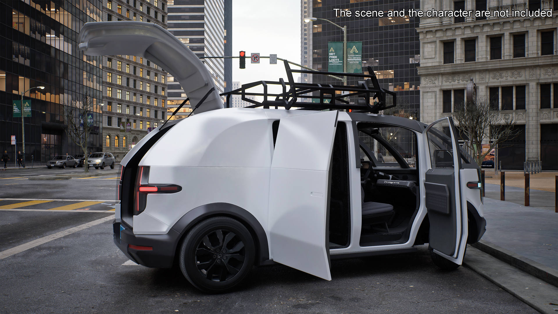 Minibus Electric White Rigged 3D model
