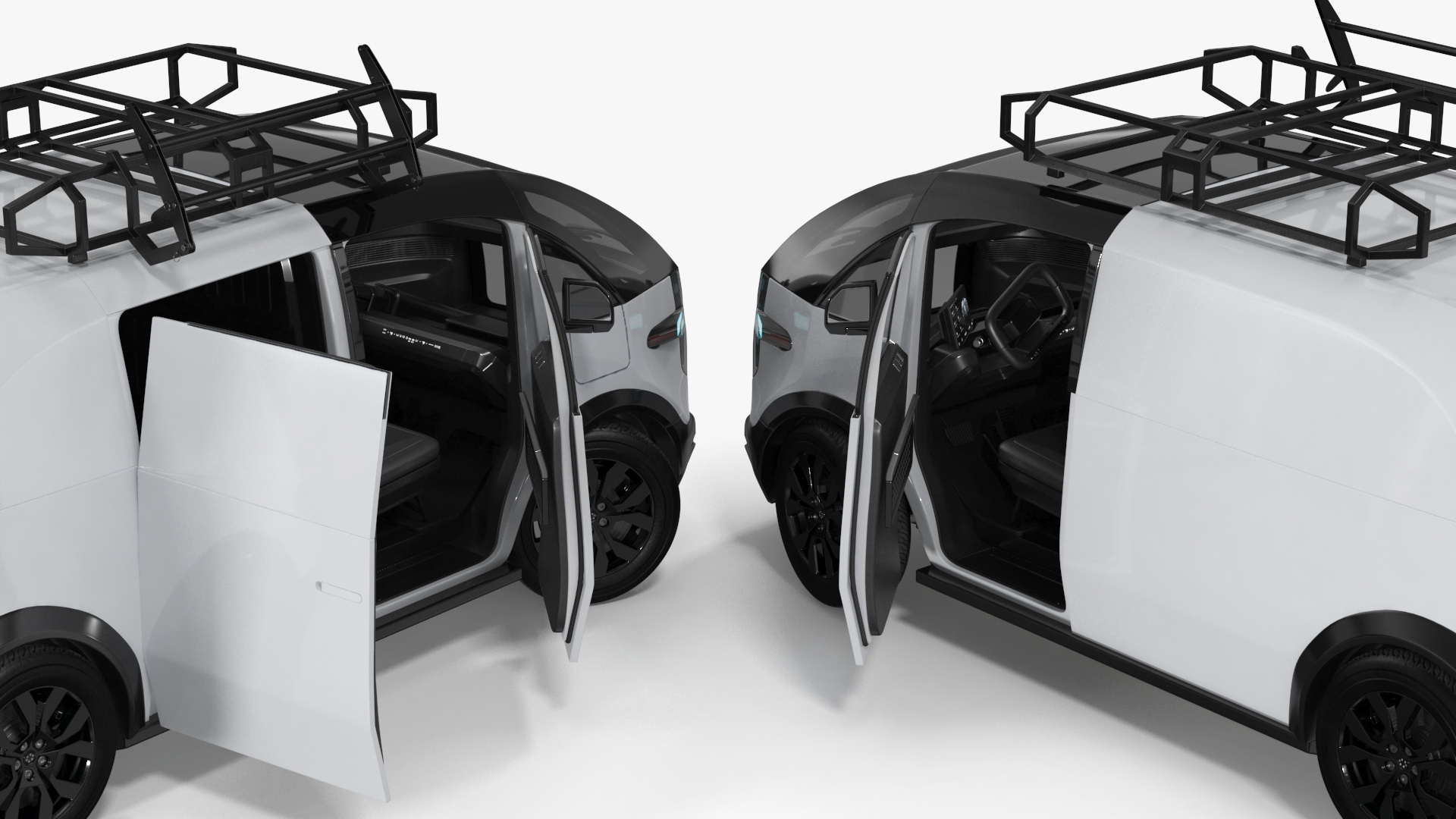 Minibus Electric White Rigged 3D model