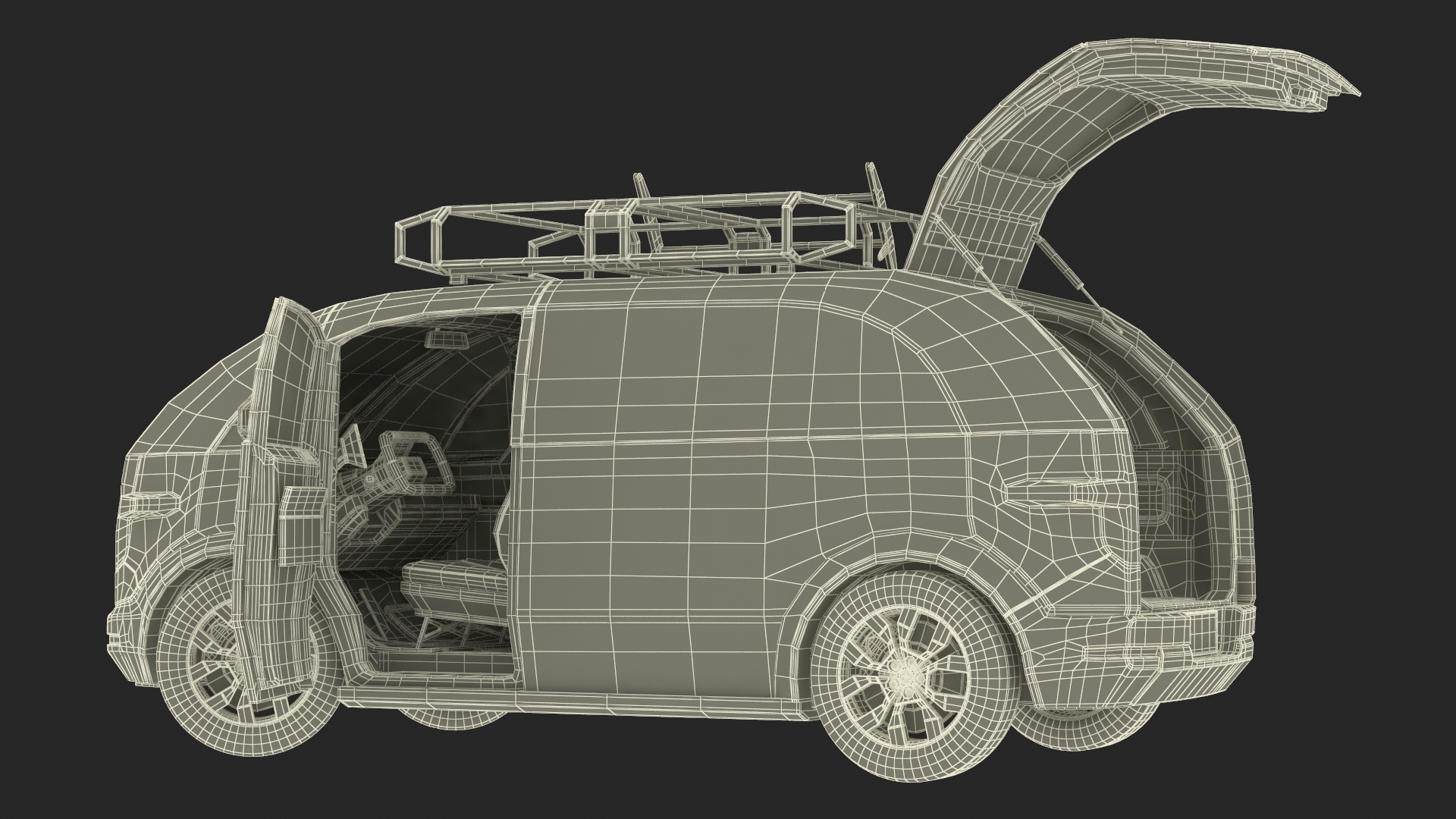 Minibus Electric White Rigged 3D model