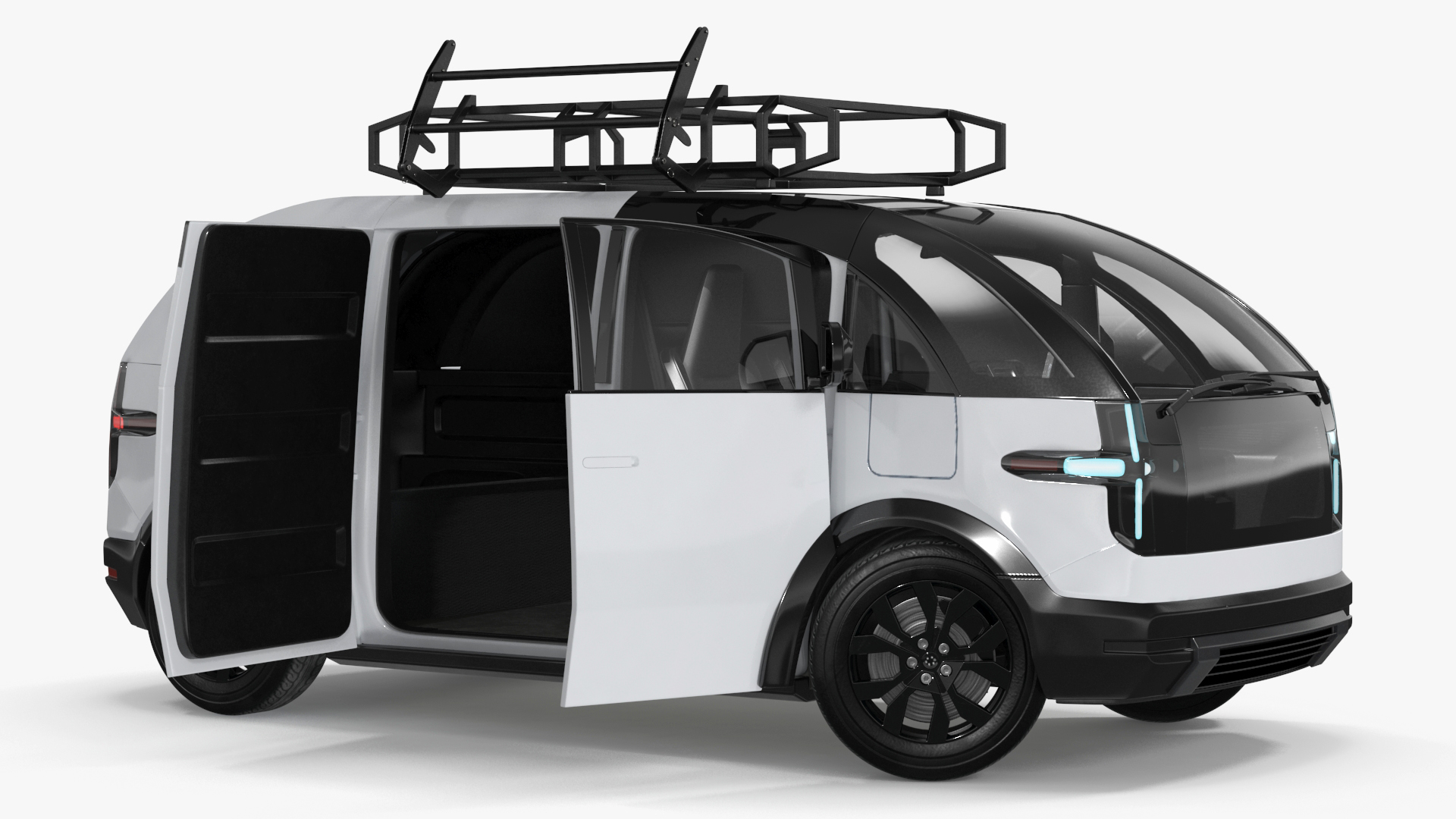 Minibus Electric White Rigged 3D model