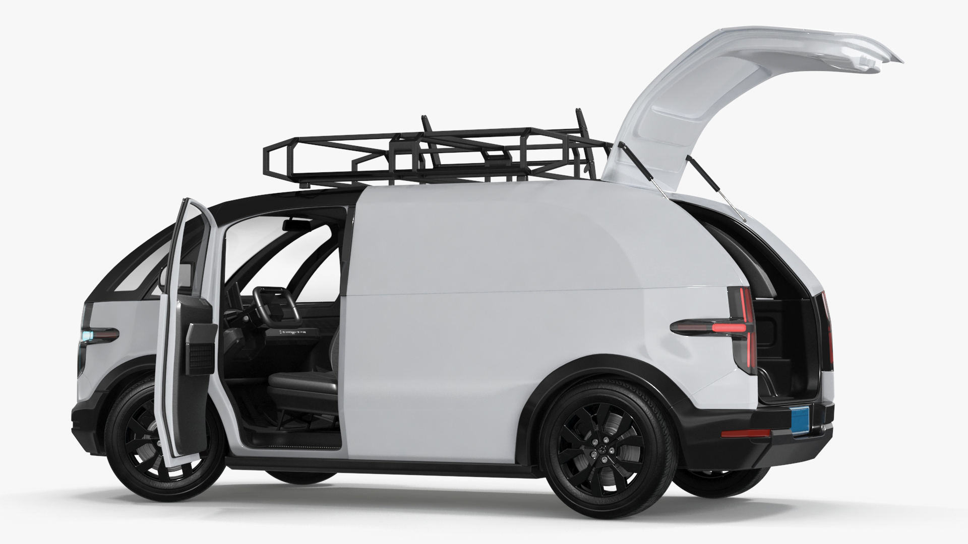 Minibus Electric White Rigged 3D model