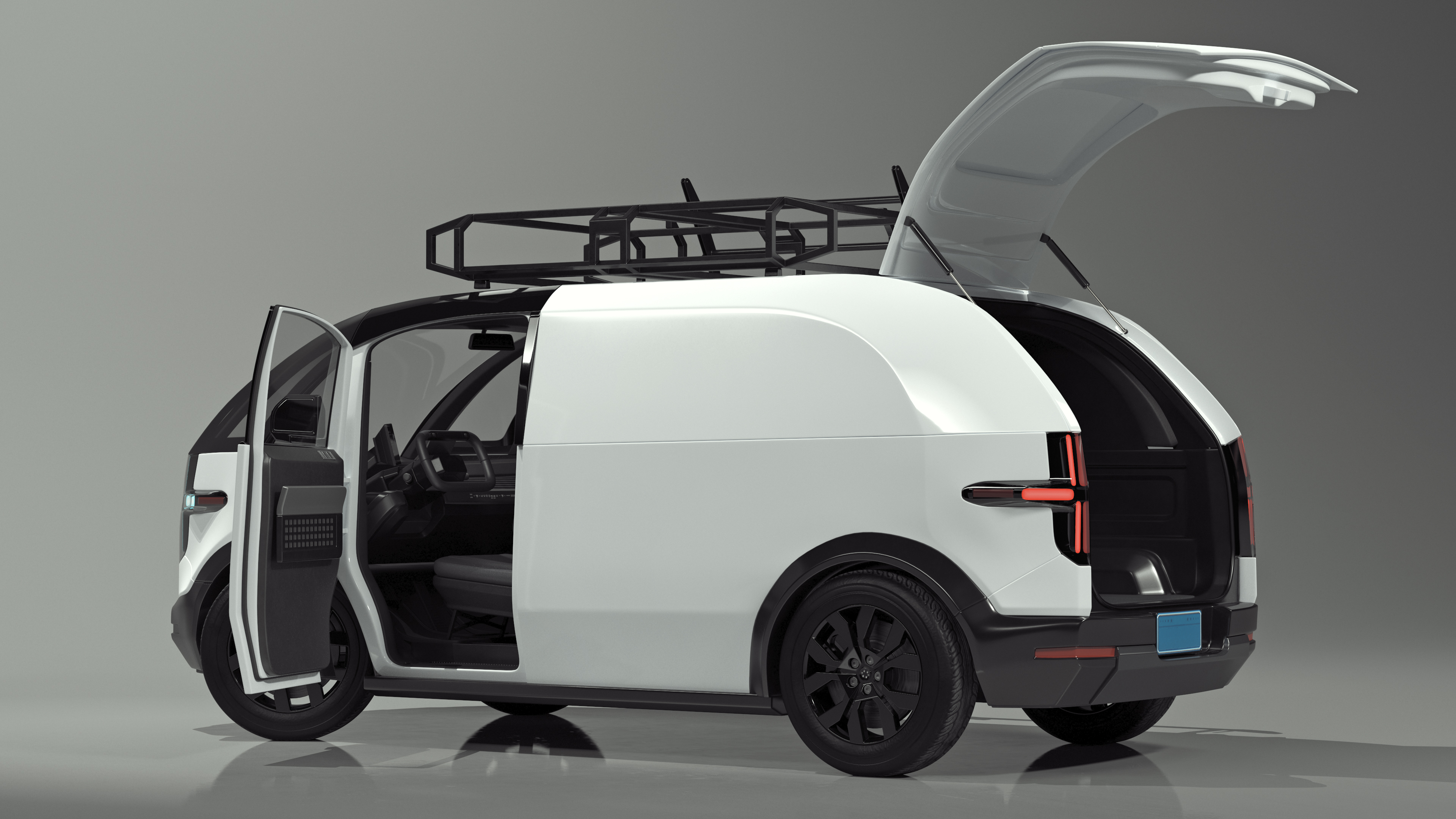 Minibus Electric White Rigged 3D model