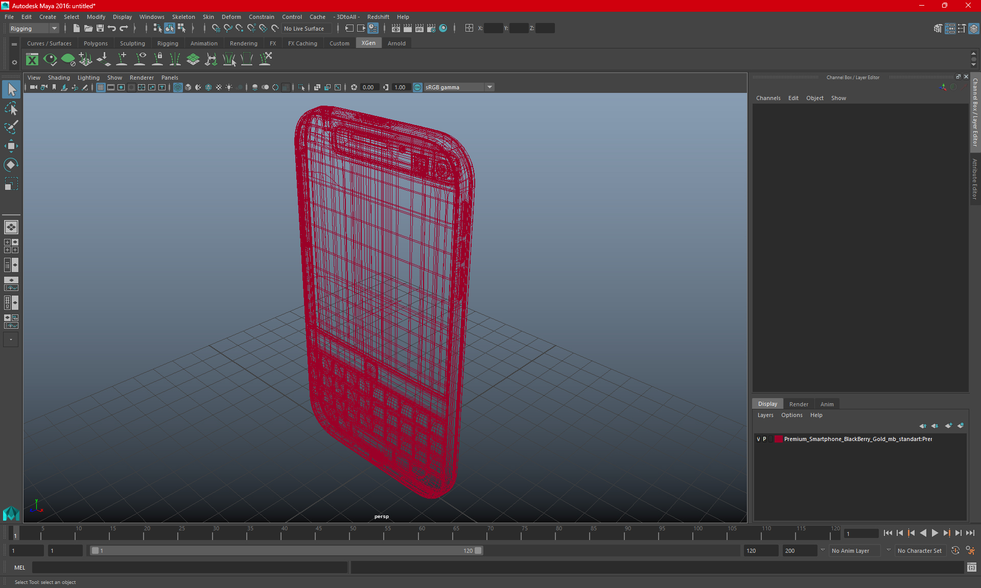 3D model Smartphone BlackBerry Classic Black
