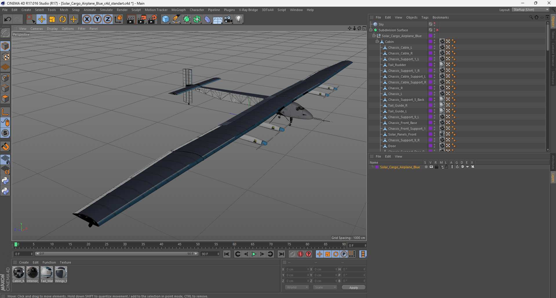 3D model Solar Cargo Airplane Blue
