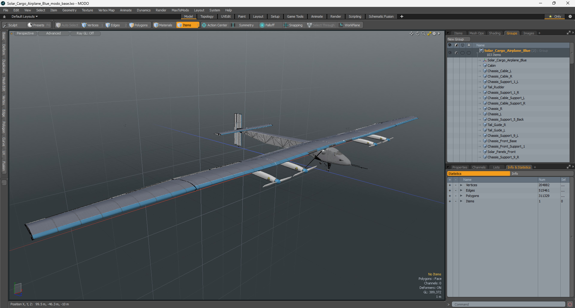 3D model Solar Cargo Airplane Blue