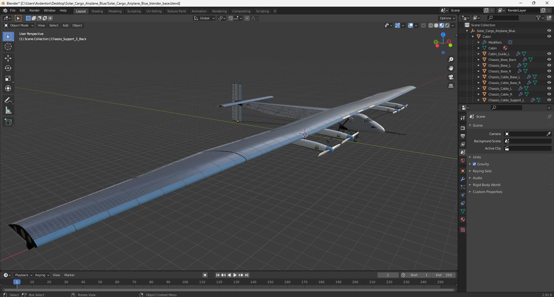 3D model Solar Cargo Airplane Blue