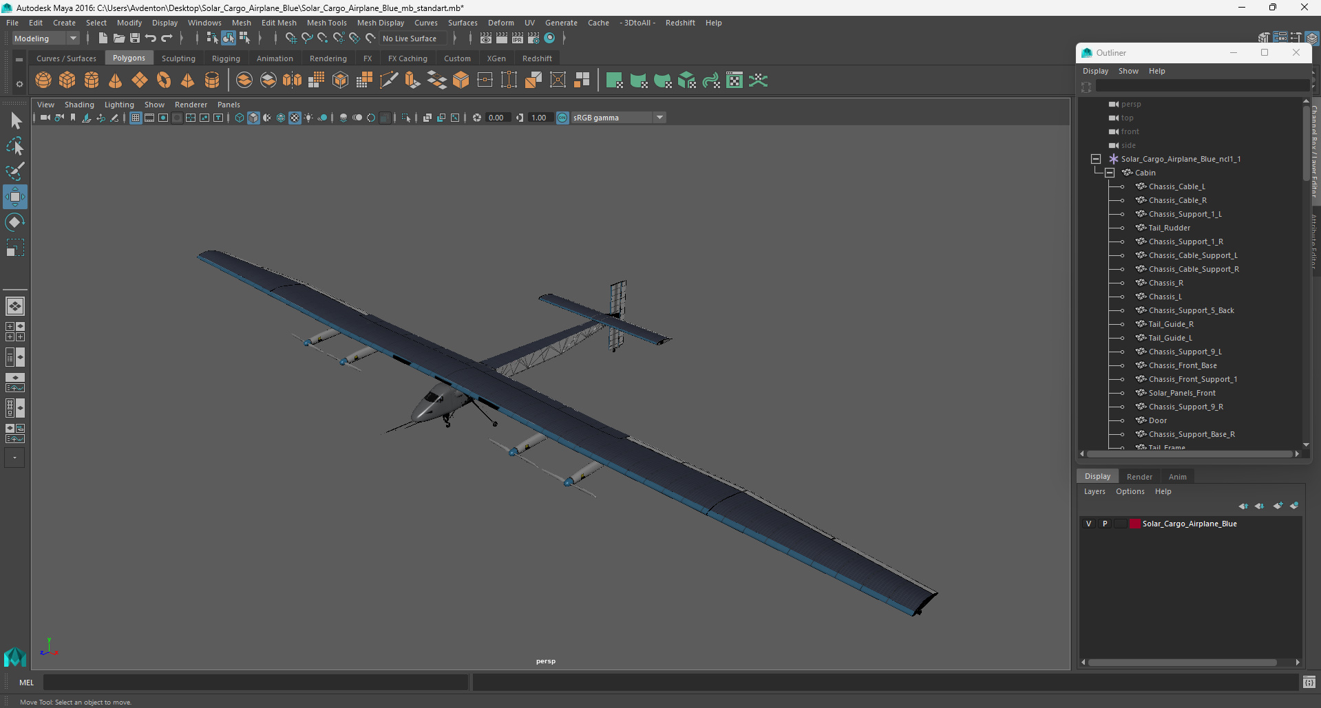3D model Solar Cargo Airplane Blue