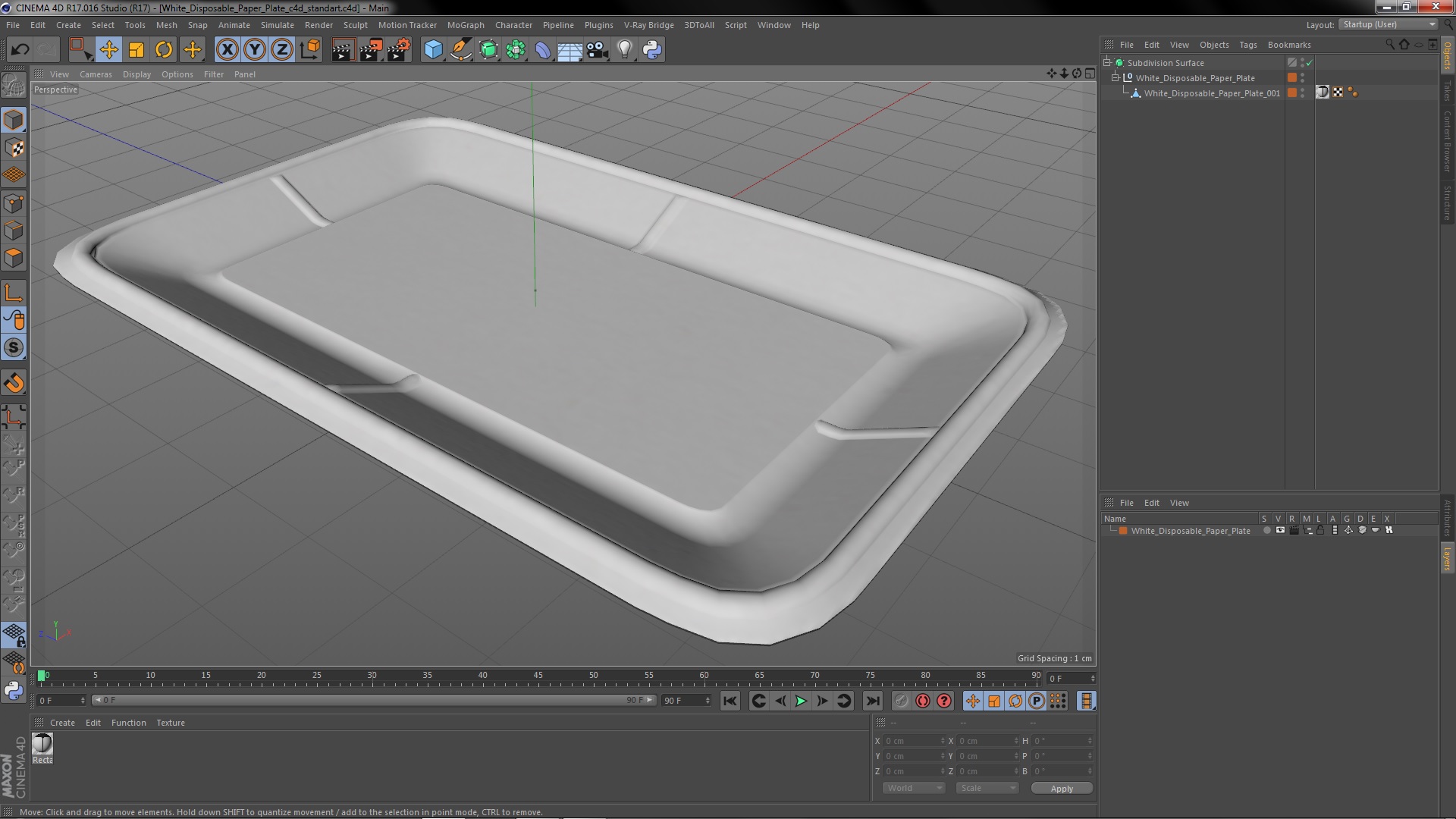 3D White Disposable Paper Plate model