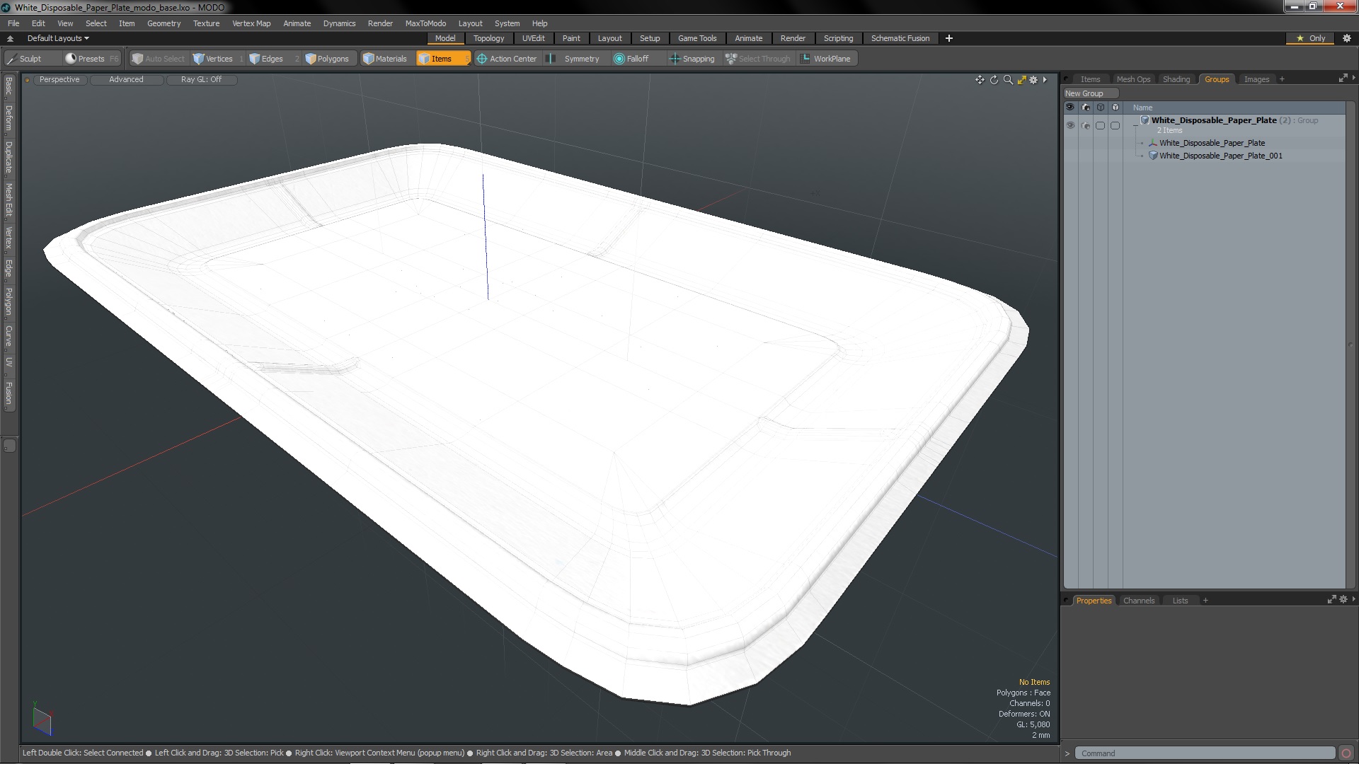 3D White Disposable Paper Plate model
