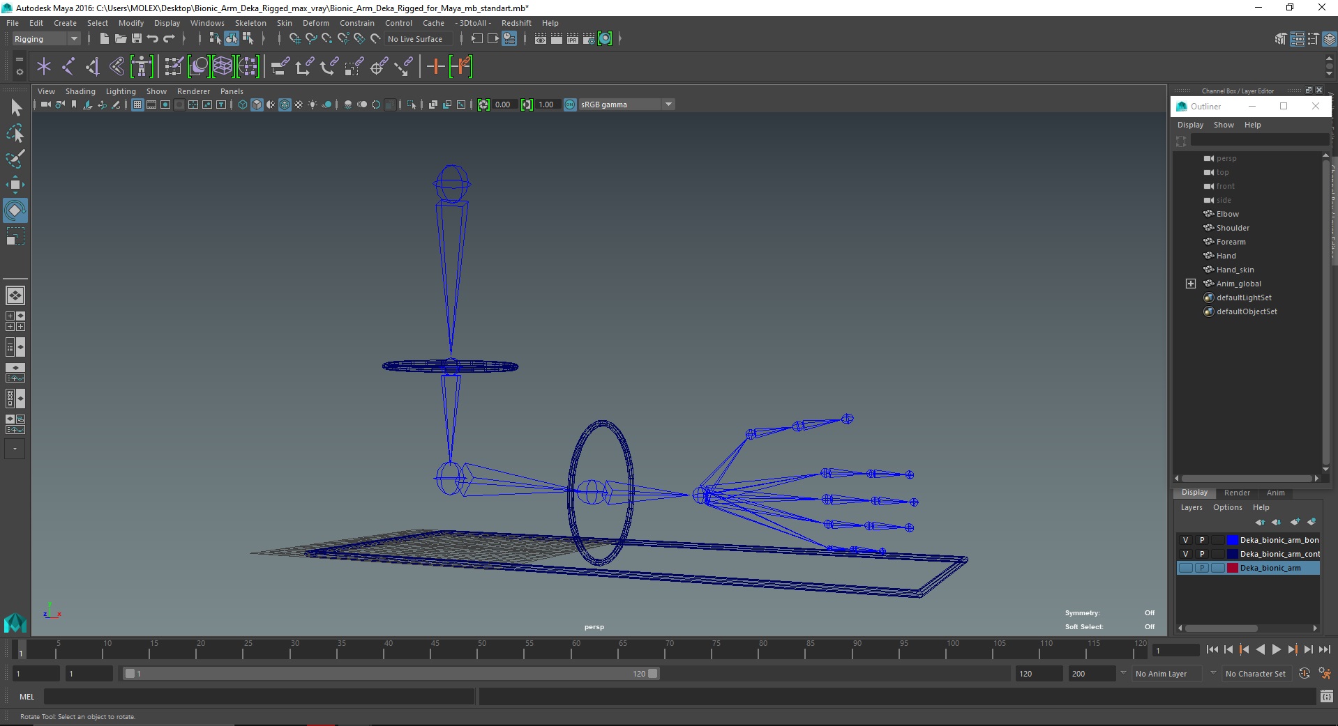 3D Bionic Arm Deka Rigged for Maya