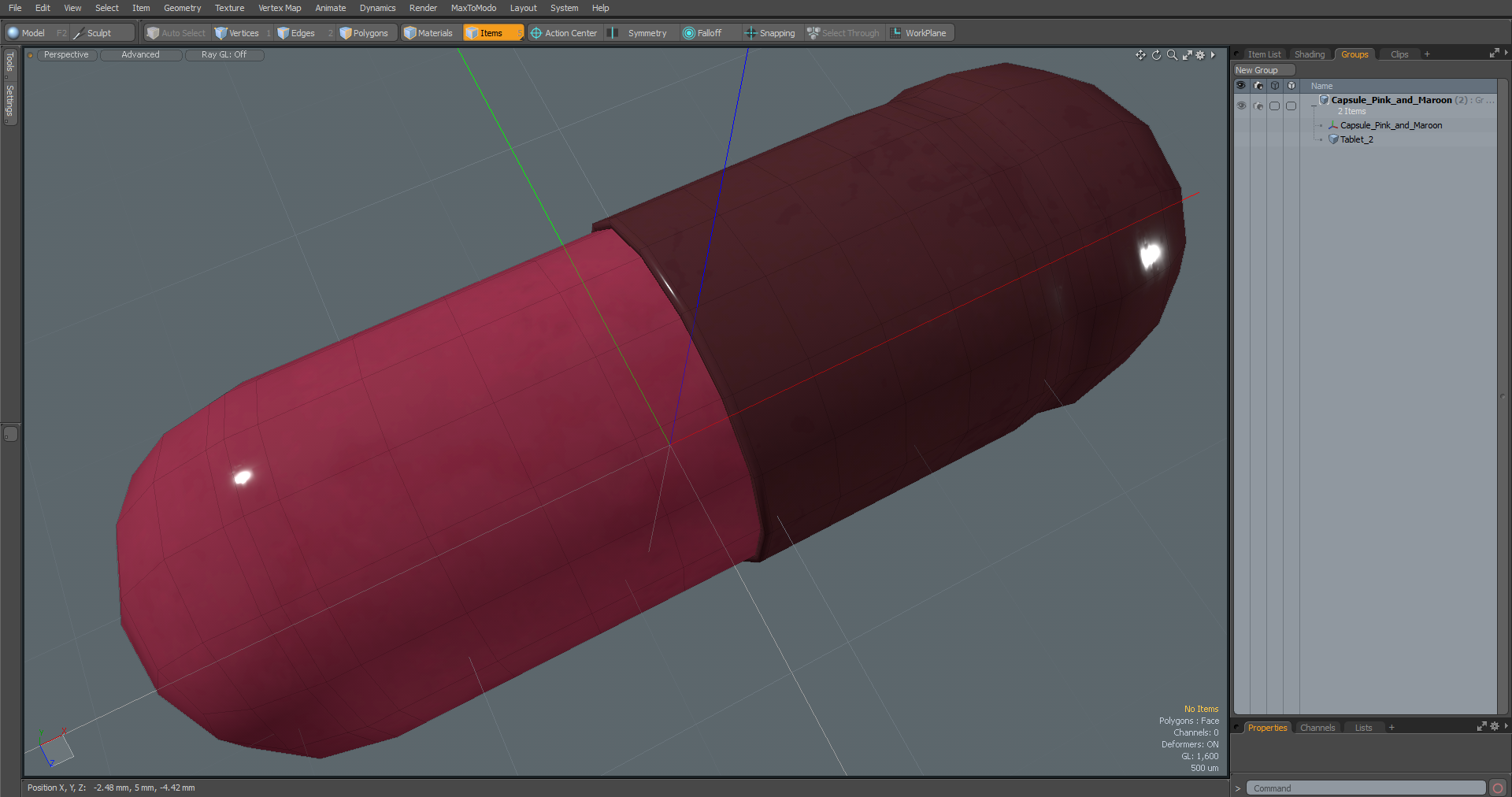 3D Capsule Pink and Maroon model