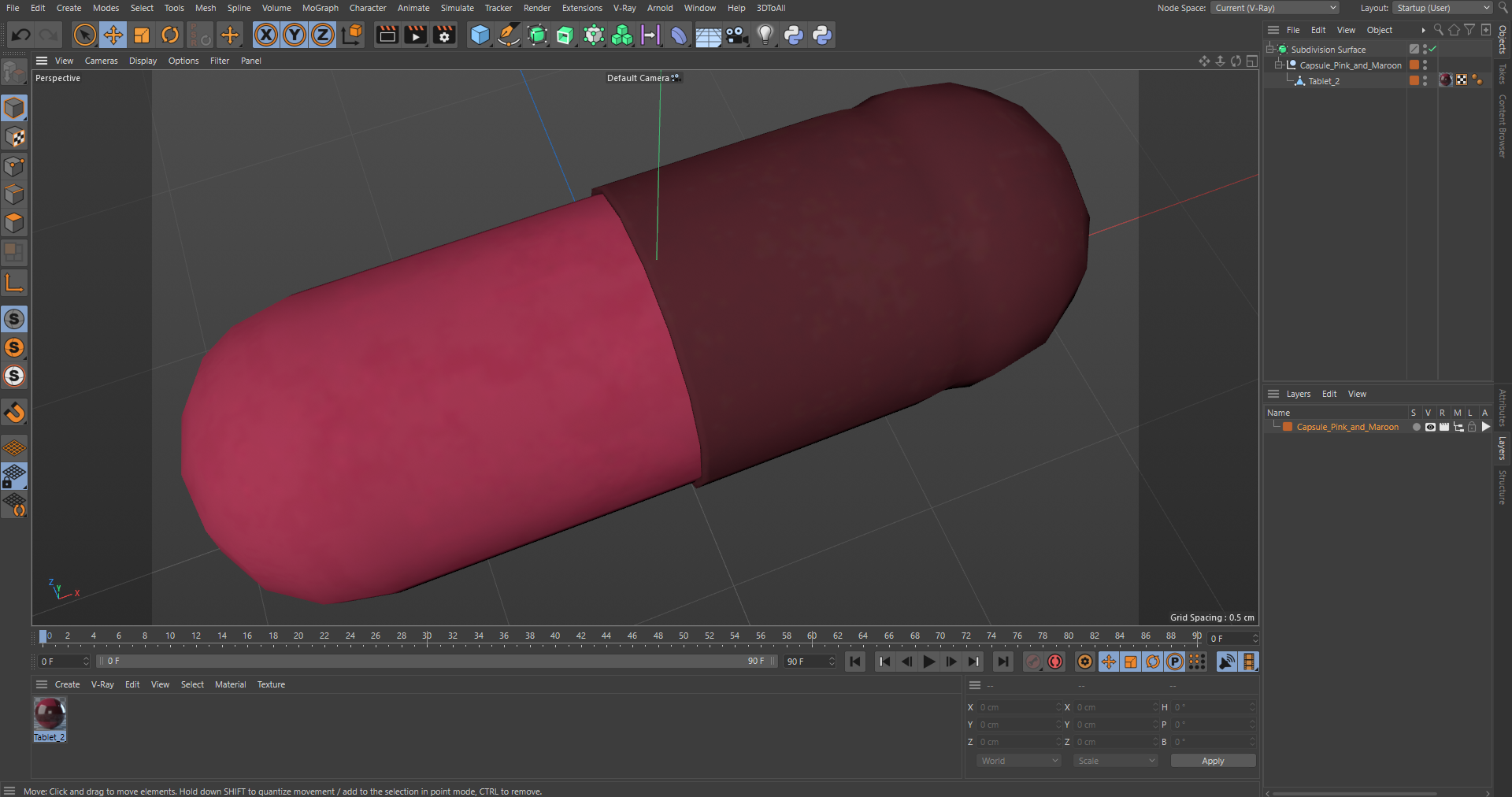 3D Capsule Pink and Maroon model